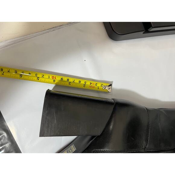 Free People Gogo Boots Black Leather Rave Festival Chunky Heel Knee High Size 10 - Picture 11 of 11